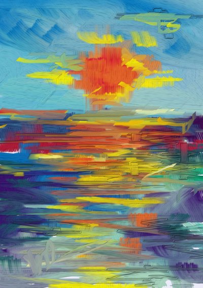 Veículo «Sunset» abstrato de Lembayung senja studio [Vintage Poster]