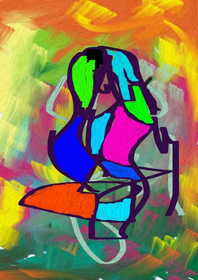 Mulher sentada (abstrato) de Lembayung senja studio [Vintage Poster]