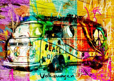 Caravana hippie colorida de Lembayung senja studio [Vintage Poster]