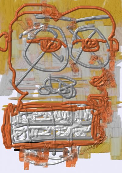 Rosto abstrato expressivo de Lembayung senja studio [Vintage Poster]