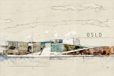 Esboço da Ópera de Oslo de Lembayung senja studio [Vintage Poster]
