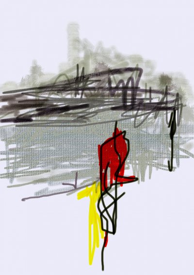 Abstrato Urbano em Figura Vermelha de Lembayung senja studio [Vintage Poster]