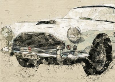 Esboço de um carro clássico retro de Lembayung senja studio [Vintage Poster]