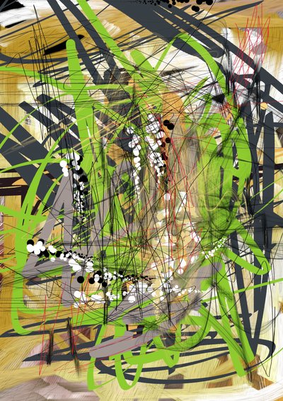 Caos Verde Abstrato Vibrante de Lembayung senja studio [Vintage Poster]