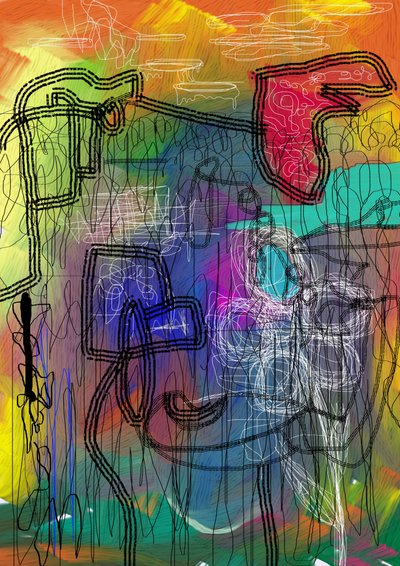 Linhas abstratas vibrantes de Lembayung senja studio [Vintage Poster]