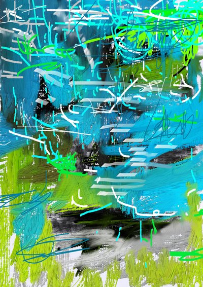Traços abstratos vibrantes de Lembayung senja studio [Vintage Poster]