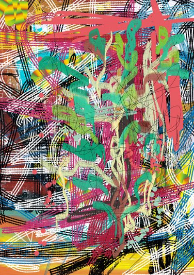 Emaranhado abstrato vibrante de Lembayung senja studio [Vintage Poster]