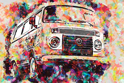 Furgoneta abstrata e vibrante de Lembayung senja studio [Vintage Poster]