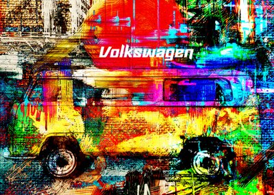 Autocarro urbano colorido de Lembayung senja studio [Vintage Poster]