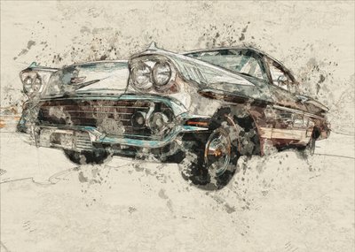 Esboço de um carro antigo de Lembayung senja studio [Vintage Poster]