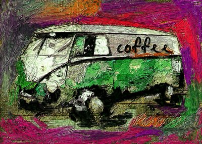 Furgoneta de café vintage de Lembayung senja studio [Vintage Poster]