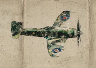 Mapa de aviões de combate antigos de Lembayung senja studio [Vintage Poster]