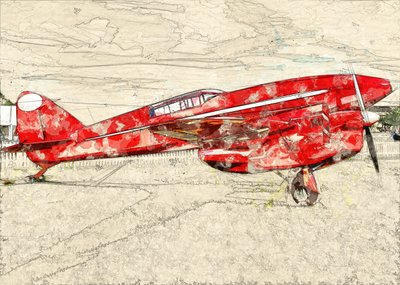 Avião de hélice vermelho vintage de Lembayung senja studio [Vintage Poster]