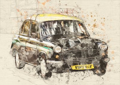 Arte vintage de táxis de Lembayung senja studio [Vintage Poster]