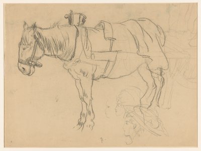 Estudos de cavalos treinados e cabeça de Leo Gestel (signed by artist)