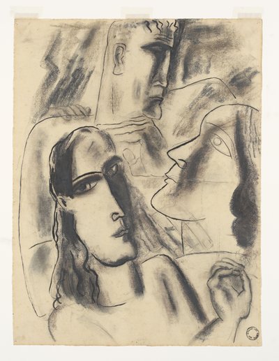 Três cabeças (título original) de Leo Gestel (signed by artist)