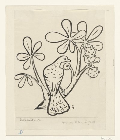 Pomba em um galho de uma castanheira de Leo Gestel (signed by artist)