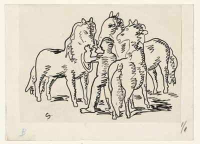 Homem com três cavalos de Leo Gestel (signed by artist)