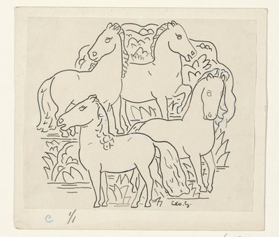 Quatro cavalos de Leo Gestel (signed by artist)