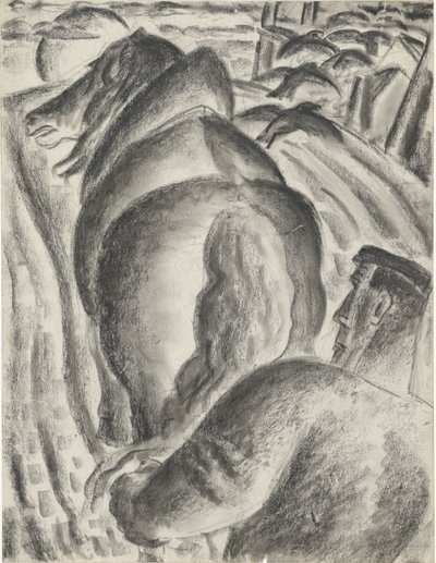 Agricultor com charrua e cavalo de tracção de Leo Gestel
