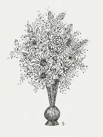 Vaso de flores (c. 1891–1941) – Desenho em alta resolução de Leo Gestel. de Leo Gestel