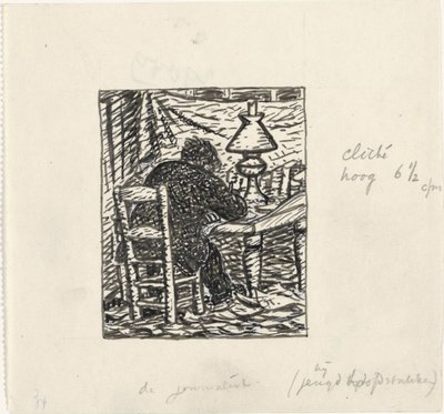 O homem escreve a uma mesa de Leo Gestel