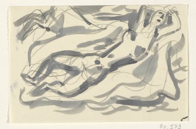Mulher nua e cavalo no mar de Leo Gestel
