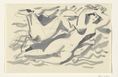 Mulher nua e cavalo no mar de Leo Gestel