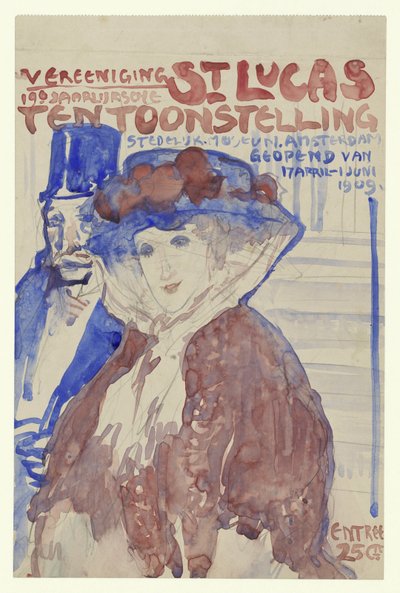 Design para a ficha da 19ª Exposição anual da Vereening St. Lukas no Museu Stedelijk, Amesterdão de Leo Gestel