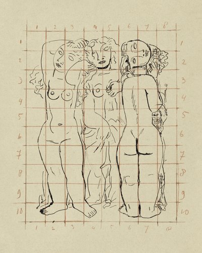 Esboço de três mulheres nuas de Leo Gestel