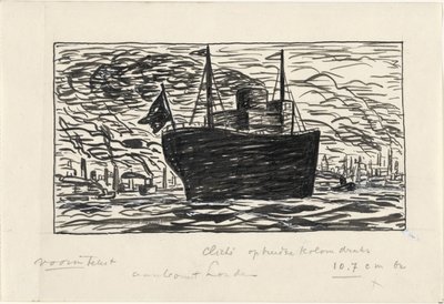 O navio navega para o porto de Londres (título sobre o objecto) de Leo Gestel