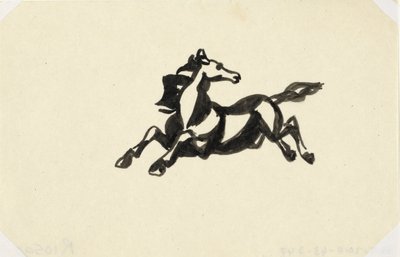 Cavalo saltador com a cabeça virada para trás
Cavalo sem título de Leo Gestel