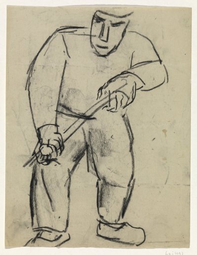 Homem de pé com pau nas mãos de Leo Gestel