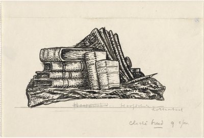 Pilha de livros e artigos de papelaria de Leo Gestel