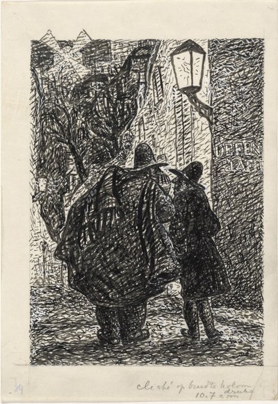 Dois homens na rua no escuro de Leo Gestel