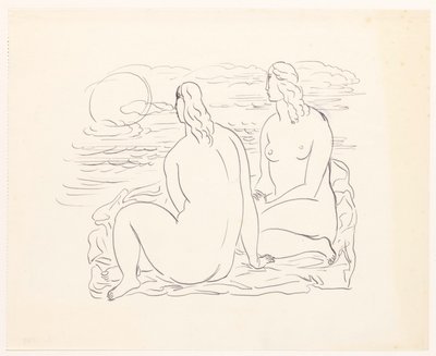 Duas mulheres nuas na praia de Leo Gestel