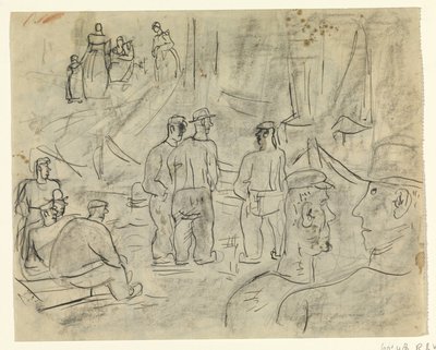 Pescadores num porto de Leo Gestel