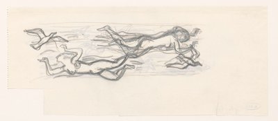 Flutuando mulheres nuas no céu entre as gaivotas de Leo Gestel
