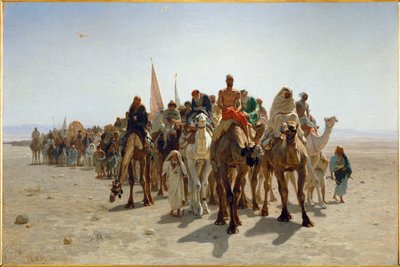 Peregrinos a caminho de Meca (óleo sobre tela) de Leon-Auguste-Adolphe Belly