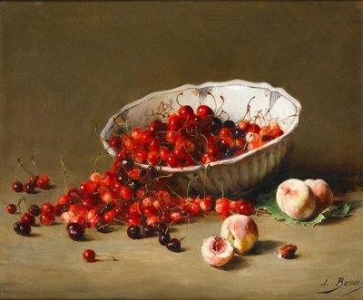 Uma tigela de cerejas, c.1900 de Leon Alfred Benoit