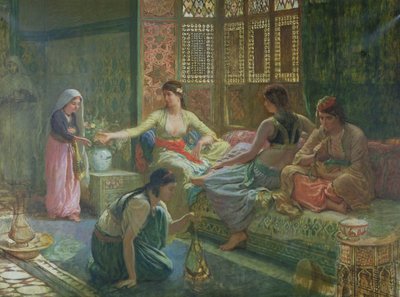 Interior de um harém, c.1865 de Leon Auguste Adolphe Belly