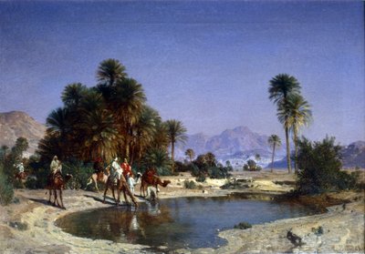 Leon-Adolphe Belly a caravana no oásis do deserto de Leon Auguste Adolphe Belly