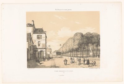 Trem para a Place Du Guesclin em Dinan Place Duguesclin à Dinan (título no objeto) A França de hoje (título da série) La France de nos jours (título da série no objeto) de Leon Auguste Asselineau