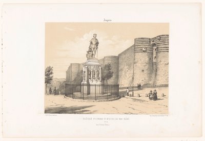 Vista da estátua de René I de Anjou e do castelo de Angers
Raiva. Château d