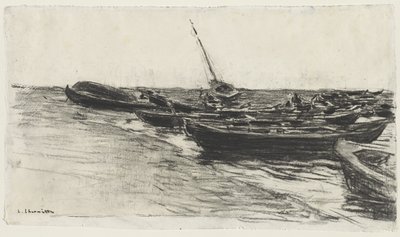 Barcos na praia, c. 187481. de Leon Augustin Lhermitte