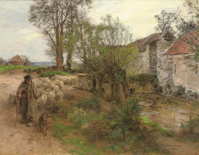 Saída do rebanho de Chailly Street; Saída do rebanho da rue Chailly, 1904 de Leon Augustin Lhermitte