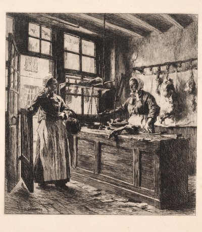 Interior de um açougue de Leon Augustin Lhermitte