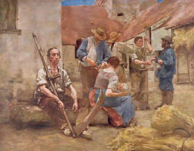 Pagando as colheitadeiras (esboço) de Leon Augustin Lhermitte