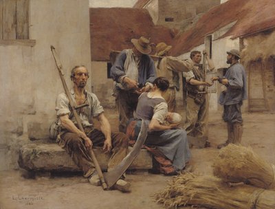 Pagando as colheitadeiras, 1882 de Leon Augustin Lhermitte