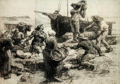 Ordenar a Apanha (carvão vegetal sobre papel) de Leon Augustin Lhermitte